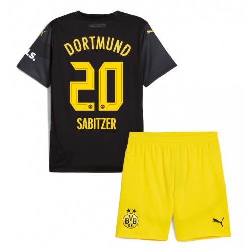 Otroški Nogometni dresi Borussia Dortmund Marcel Sabitzer #20 Gostujoči 2024-25 Kratek Rokav (+ Kratke hlače)